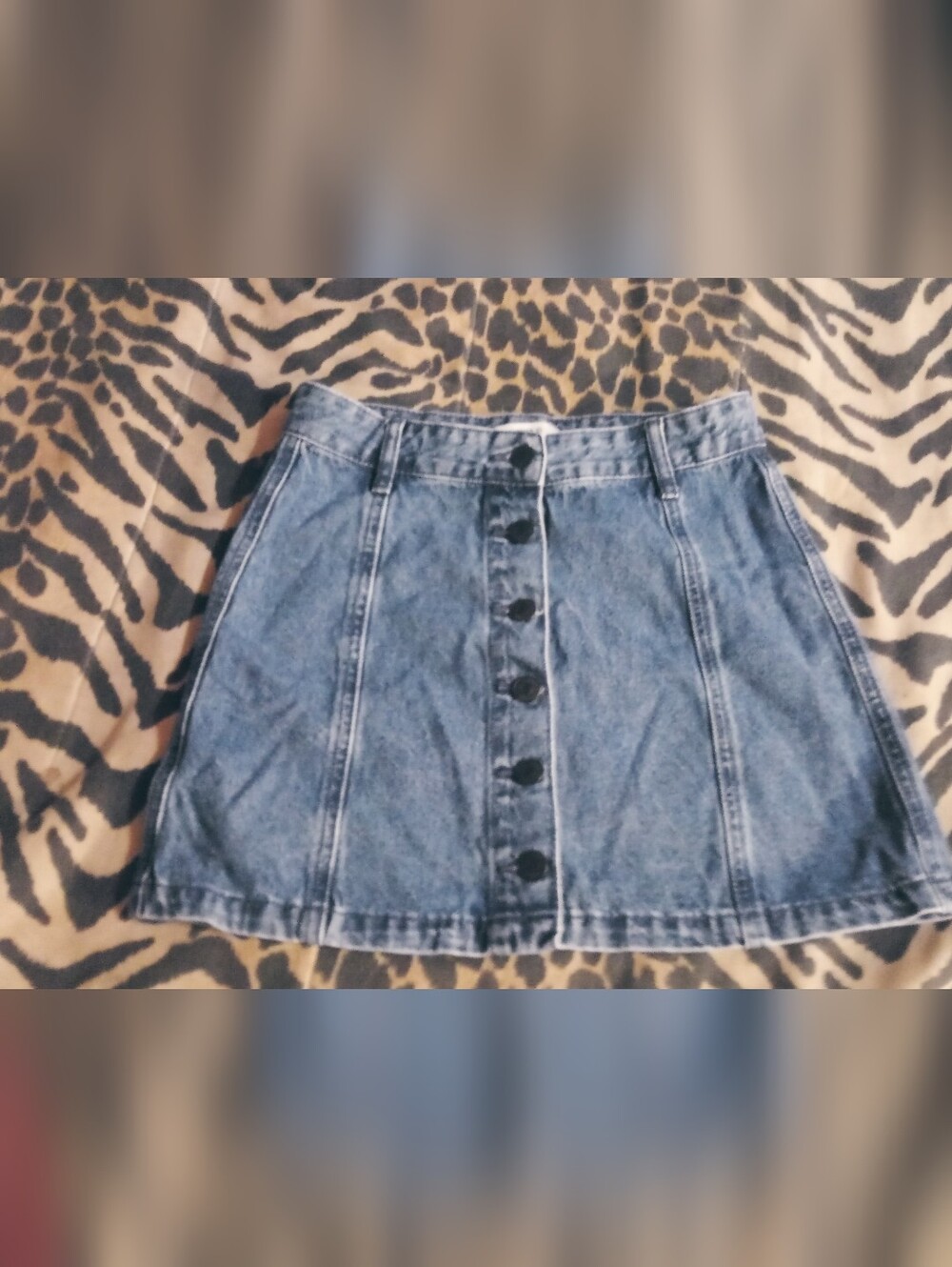 Forever 21 Blue Denim Button/Front A-Line Mini Skirt/Size 24